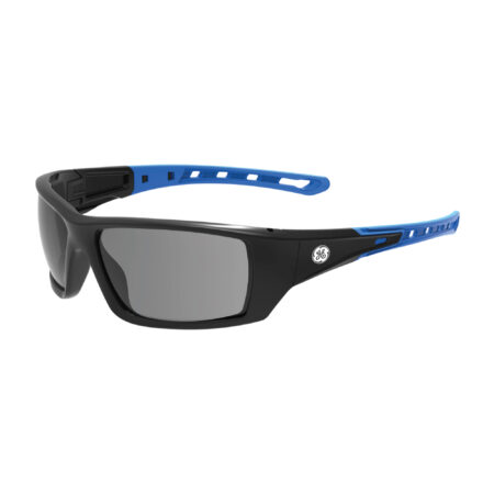 GE Safety Glasses - Smoke Lens, Anti FogScratch, Frame Color Black