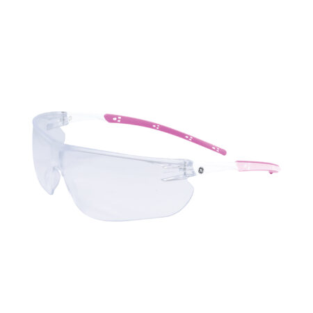 GE Safety Glasses - Clear Lens and Frame, PinkFrame ThinTemples